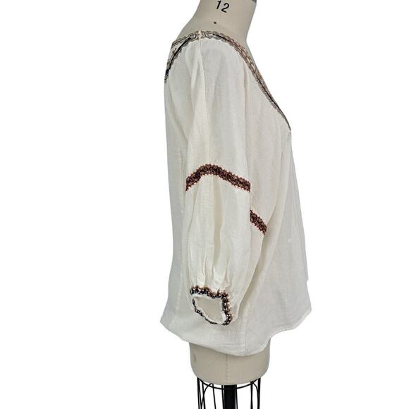 Max Studio Boho flowy gauze  top size Large Coastal Cowgirl - Picture 4 of 7